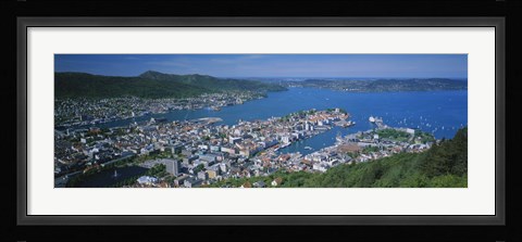 Framed High angle view of a city, Bergen, Hordaland, Norway Print