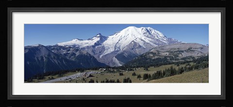 Framed Snowcapped mountain, Mt Rainier, Mt Rainier National Park, Pierce County, Washington State, USA Print