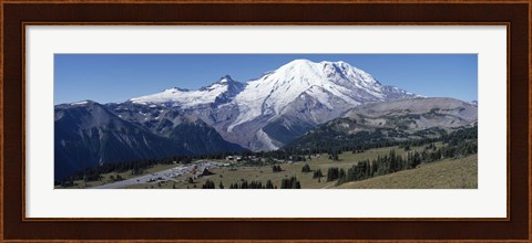 Framed Snowcapped mountain, Mt Rainier, Mt Rainier National Park, Pierce County, Washington State, USA Print