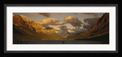Framed Mountains surrounding a lake, St. Mary Lake, Glacier Bay National Park, Montana, USA Print