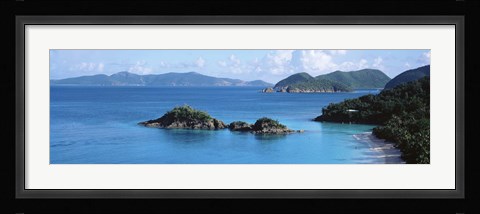 Framed US Virgin Islands, St. John, Trunk Bay, Tourists on vacations Print