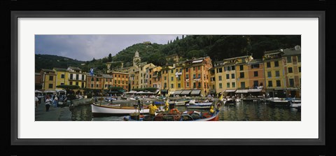 Framed Fishing boats at the harbor, Portofino, Italy Print