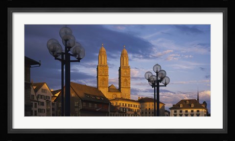 Framed Low angle view of a church, Grossmunster, Zurich, Switzerland Print