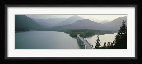 Framed Bridge Over Sylvenstein Lake, Bavaria, Germany (black and white) Print