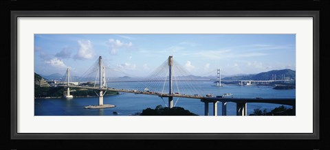 Framed Ting Kaw &amp; Tsing Ma Bridge Hong Kong China Print
