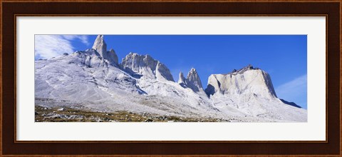 Framed Rock formations on a mountain range, Torres Del Paine National Park, Patagonia, Chile Print
