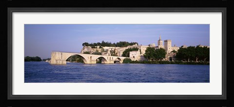 Framed France, Vaucluse, Avignon, Palais des Papes, Pont St-Benezet Bridge, Fort near the sea Print