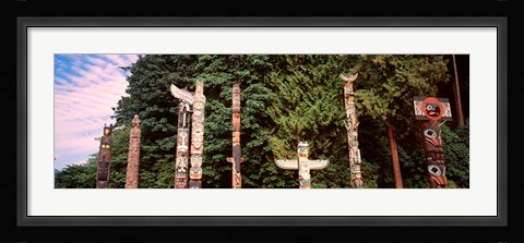 Framed Totem poles in a park, Stanley Park, Vancouver, British Columbia, Canada Print