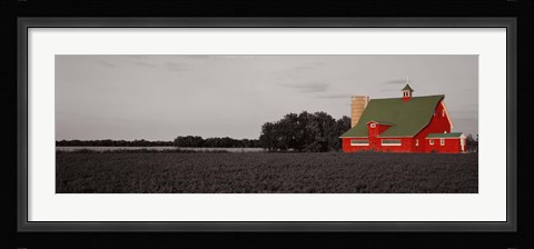 Framed Red Barn, Kankakee, Illinois, USA Print