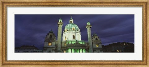Framed Facade of St. Charles Church at Night, Austria Print