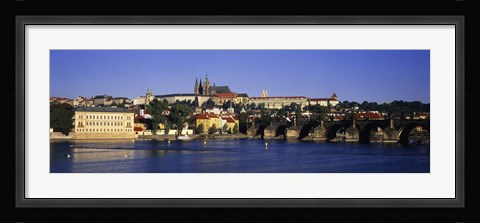 Framed Charles Bridge and Buildings along the River, Prague Czech Republic Print