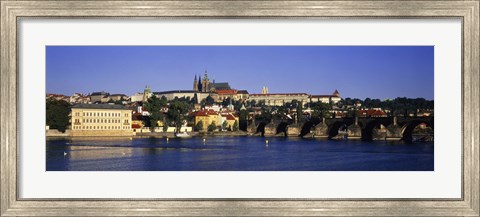 Framed Charles Bridge and Buildings along the River, Prague Czech Republic Print