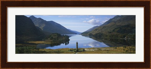 Framed High angle view of a monument near a lake, Glenfinnan Monument, Loch Shiel, Highlands Region, Scotland Print