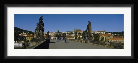 Framed People walking on a bridge, Charles Bridge, Prague, Czech Republic Print