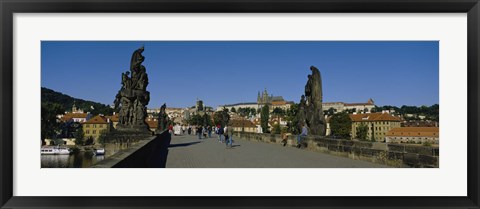 Framed People walking on a bridge, Charles Bridge, Prague, Czech Republic Print