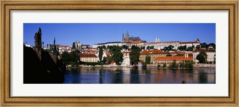 Framed Lake in front of a city, Charles Bridge, Prague, Czech Republic Print