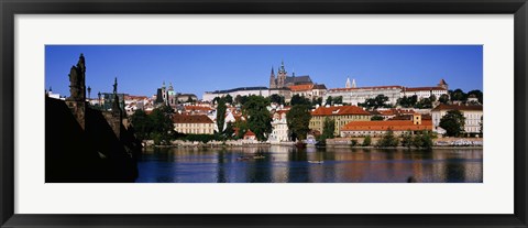 Framed Lake in front of a city, Charles Bridge, Prague, Czech Republic Print