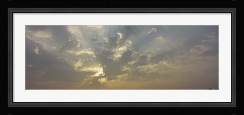 Framed Low angle view of sun shinning behind cloud, Luxembourg City, Luxembourg Print