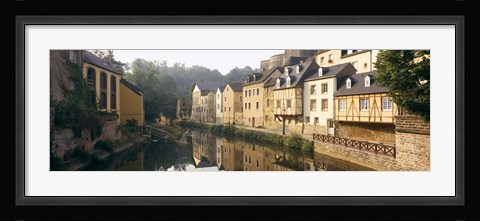 Framed Buildings along a river, Alzette River, Luxembourg City, Luxembourg Print