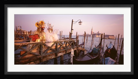 Framed Italy, Venice, St Mark's Basin, people dressed for masquerade Print