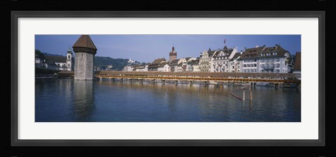 Framed Covered bridge over a river, Chapel Bridge, Reuss River, Lucerne, Switzerland Print