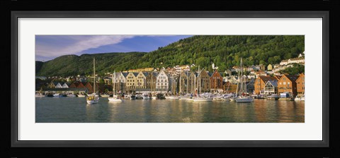 Framed Boats in a River, Bergen, Hordaland, Norway Print