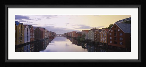 Framed Houses on both sides of a river, Trondheim, Sor-Trondelag, Norway Print