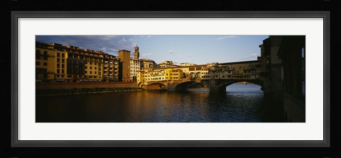 Framed Bridge Across A River, Arno River, Ponte Vecchio, Florence, Italy Print