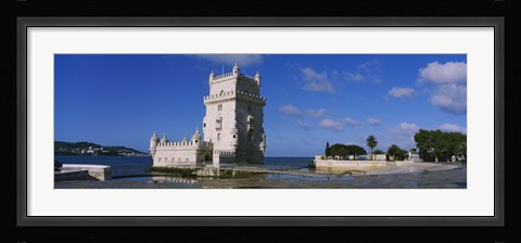 Framed Fort at the coast, Torre De Belem, Lisbon, Portugal Print