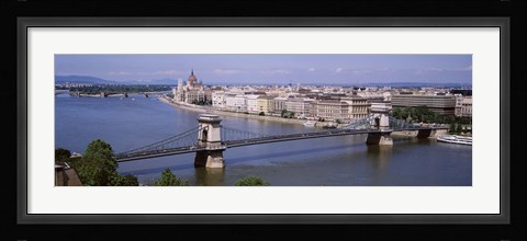Framed Aerial View, Bridge, Cityscape, Danube River, Budapest, Hungary Print