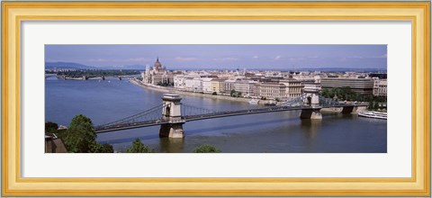Framed Aerial View, Bridge, Cityscape, Danube River, Budapest, Hungary Print