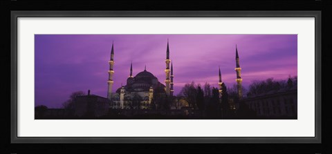 Framed Blue Mosque with Purple Sky, Istanbul, Turkey Print