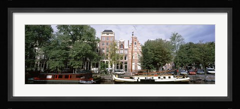 Framed Netherlands, Amsterdam, Boats in canal Print