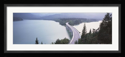 Framed Germany, Bavaria, Bridge over Sylvenstein Lake Print