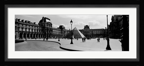 Framed Louvre Museum, Paris, France (black and white) Print
