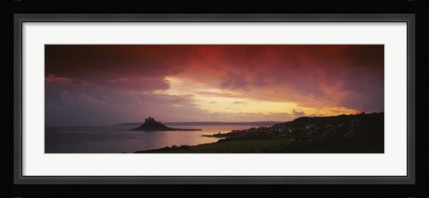 Framed Clouds over an island, St. Michael's Mount, Cornwall, England Print