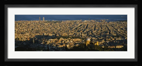 Framed Aerial View of Barcelona, Spain Print