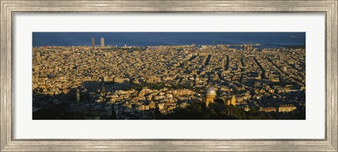 Framed Aerial View of Barcelona, Spain Print