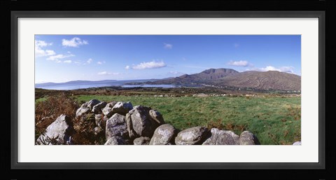 Framed UK, Ireland, Beara Peninsula, Rocks in front of Caha Mountains Print