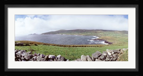 Framed UK, Ireland, Kerry County, Rocks on Greenfields Print