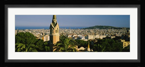 Framed High Angle View of Barcelona, Spain Print