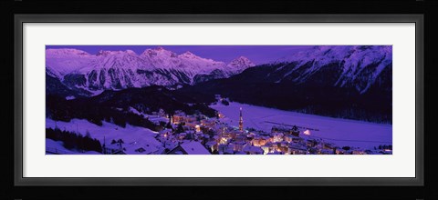Framed High angle view of a village, St. Moritz, Switzerland Print
