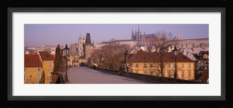 Framed View Of Houses Along The Charles Bridge, Prague, Czech Republic Print