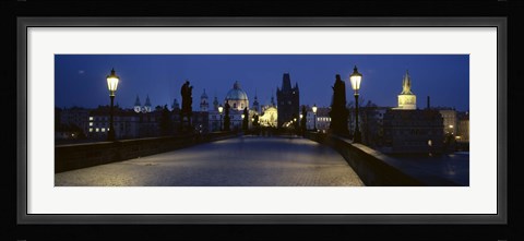 Framed Street light on a bridge, Charles Bridge, Prague, Czech Republic Print