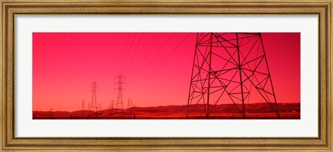 Framed Power Lines In The Valley, Central Valley, California, USA Print