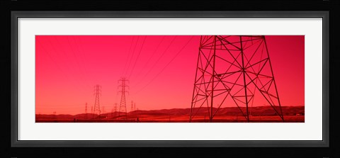 Framed Power Lines In The Valley, Central Valley, California, USA Print