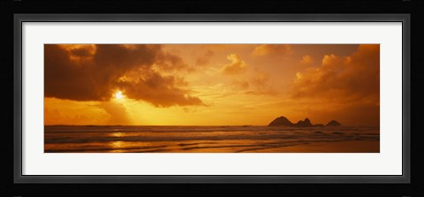 Framed Silhouette of rock formations in water, Northern California, California, USA Print