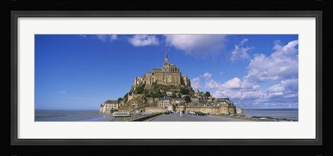 Framed Road leading towards a church, Le Mont Saint Michel, Normandy, France Print