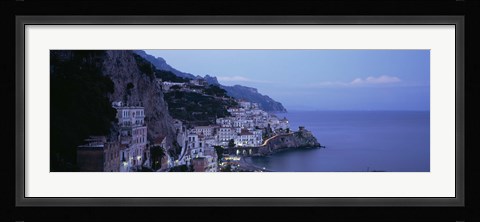 Framed High angle view of a village near the sea, Amalfi, Amalfi Coast, Salerno, Campania, Italy Print
