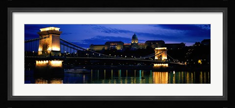 Framed Szechenyi Bridge Royal Palace Budapest Hungary Print